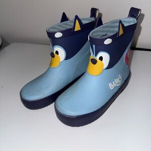 Blue Kids' Light Blue Character Rain Boots with Navy Trim